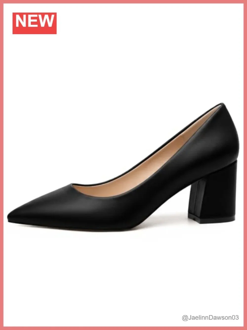 Women's Chunky Heel Pumps Faux Leather Pointed Toe Slip On Dress Shoes 2.5 Inch